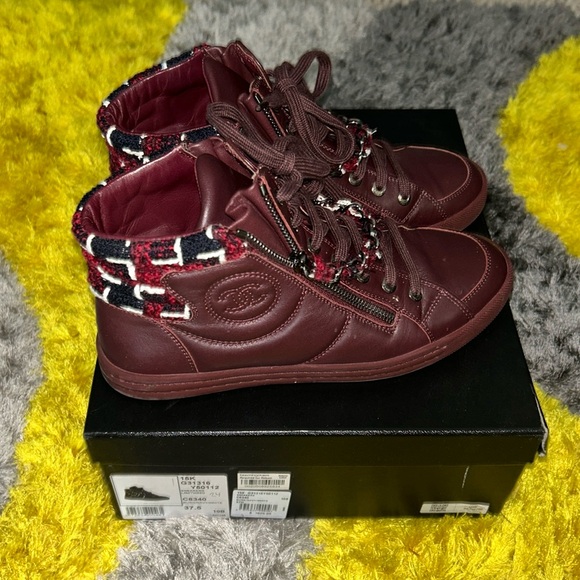 Chanel Burgundy Hightop sneaker - Picture 1 of 5